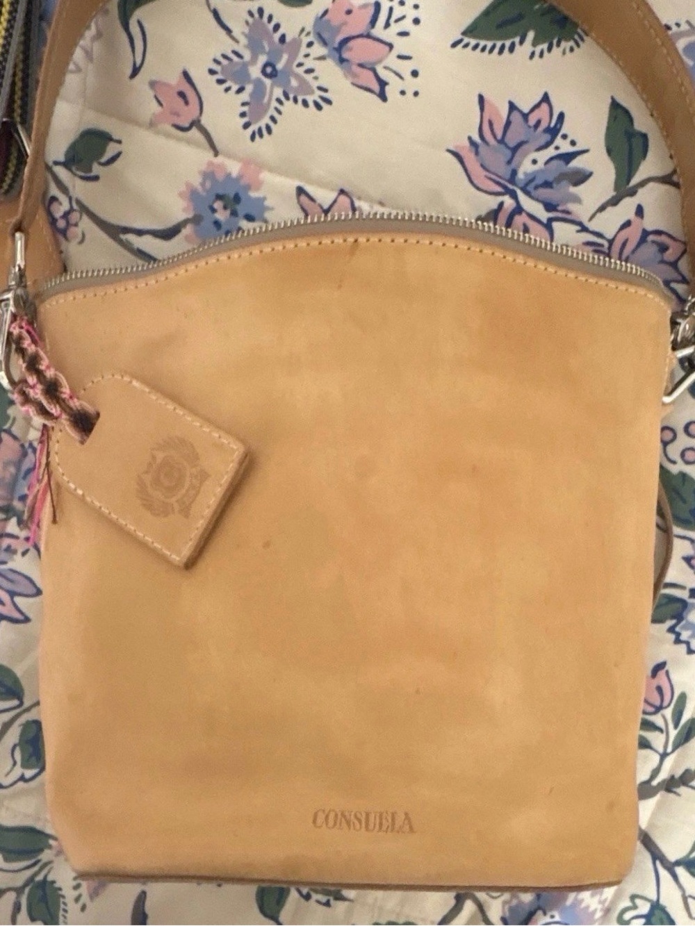 Consuela Leather Crossbody Bag With Colorful Strap